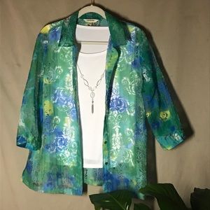 Woman's Sheer Blouse  3/4 sleeve Tantrums Size M